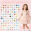 CHARLENT Pack of 108 Glitter Princess Temporary Tattoos for Girls