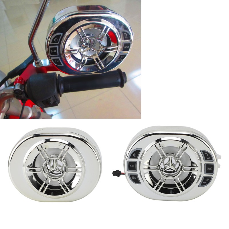 Waterproof Motorcycle Bluetooth Speaker Hands Free Calls Chrome All in