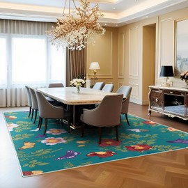 Ksriylm Floral Area Rug,5x7 Vintage Large Area Rugs for Bedroom Living Room Nursery Area Rugs Soft Retro,Machine Washable Rug Non Slip Non Shedding Floor Carpet for Bathroom Dining Room,Green