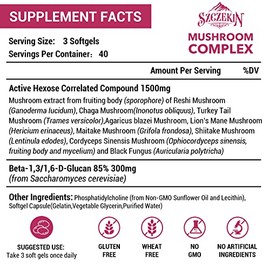 SZCZEKIN 1500mg Liposomal Active Hexose Correlated Supplement,960 Soft Gels Beta-Glucans with Natural Mushroom Extract, Immune System, Liver Function, Maintain T-Cell & Killer Cell Activity
