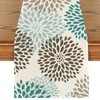 Grey Green Dahlia Summer Table Runner, Washable Flowers Table Runner,