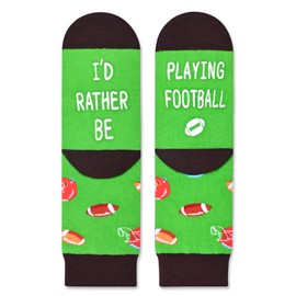 HAPPYPOP Boy Socks Football Socks Youth Boys With I'd Rather Be Playing Football, Boy Football Gifts Kids Football Gifts For Boys In 2 Pack