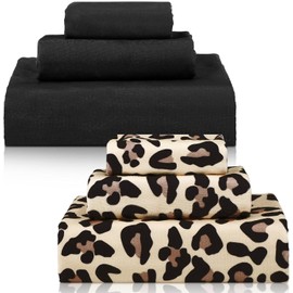 Juego de 6 piezas de toallas de baño con estampado de leopardo, 2 toallas de baño, 2 toallas de mano, 2 toallitas, suaves y absorbentes, para ducha y