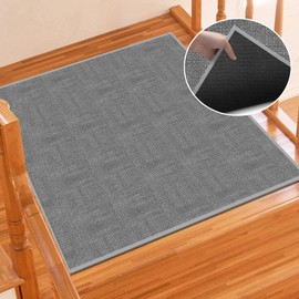 GOYLSER Rubber Stair Landing Rug Grey, Non Slip Stair Matching Rug for Wooden Steps Indoor Gray, Square Stair Matching Mat with Anti Skid Rubber Backed, 31"x31"