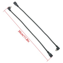 FMHXG 2PCS USB Male to Female Extension Cable Mini 5-pin Male to Female Data Cable T-Shaped Left Bend Right Bend Data Sync and Charging Extension Cord for Digital Cameras Black