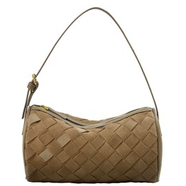 GZRHKJ Woven Leather Bag, Vintage Leather Woven Tote Bag for Women, Leather Top-handle Shoulder Bag, Small Handbag, Woven Bag