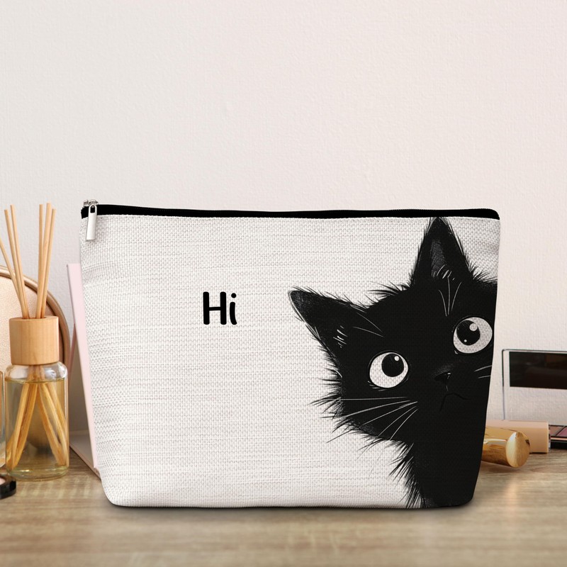 GREOXG Hi Black Cat Makeup Bag, Small Travel Cosmetic Bag