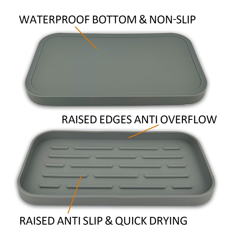 FZHOME Silicone Kitchen Sink Organizer Tray for Multiple Usage (White)
