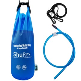 Shurex Gravity-Fed Water Bag for Sawyer Survival Water Filter Straw, 1.5 Gal Large Gravity Water Bladder Compatible with LifeStraw and Other Water Filter Straw, Foldable, BPA-Free (6L)