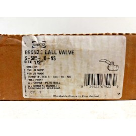 NIBCO S-585-70-NS 1/2" Bronze Full Port Ball Valve 150 SWP 600 WOG Solder