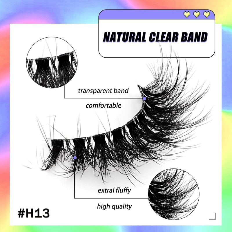 6 Paare Clear Band Künstliche Wimpern Katzenauge, 15mm Flauschiges Cat-Eye