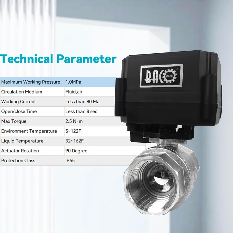 BACOENG 3/4" Stainless Steel Motorized Ball Valve, AC/DC 9-24V Electric