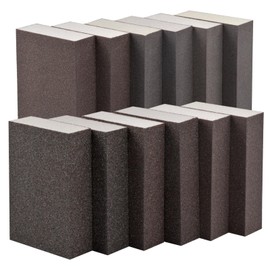 Sanding sponge, sanding sponge set, 12 pieces, sanding blocks, 60/80/100/120/180/220 grits, washable and reusable for hand sanders, polishing metal, wood, steel, stainless steel