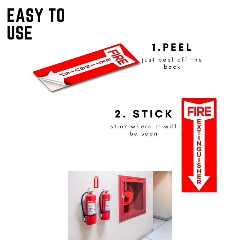 Fire Extinguisher Stickers, 4.25" x 11", 10 Pack, Durable, Self-Adhesive