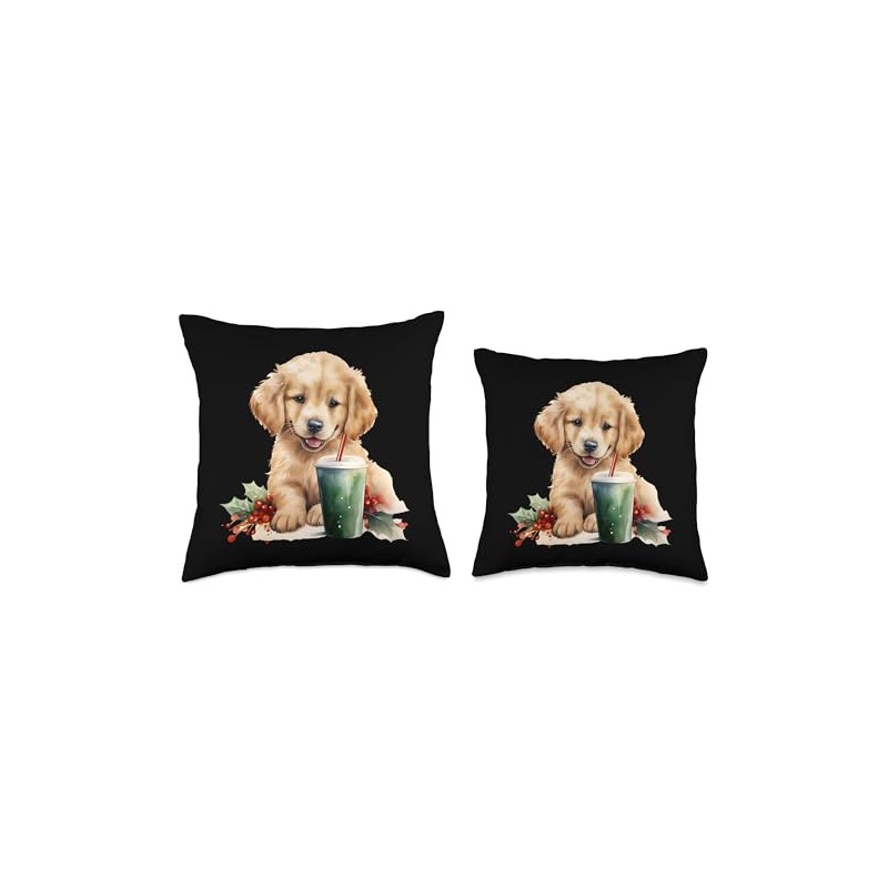 Dog Golden Retriever Christmas Throw Pillow