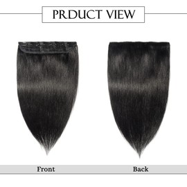S-noilite 1 Piece Clip in Human Hair Extensions 5 Clips 3/4 Full Head Clip on Remy Hair Extension For Women Lighter One-Piece Design Adding Hair Volume 16Inch 45g Jet Black