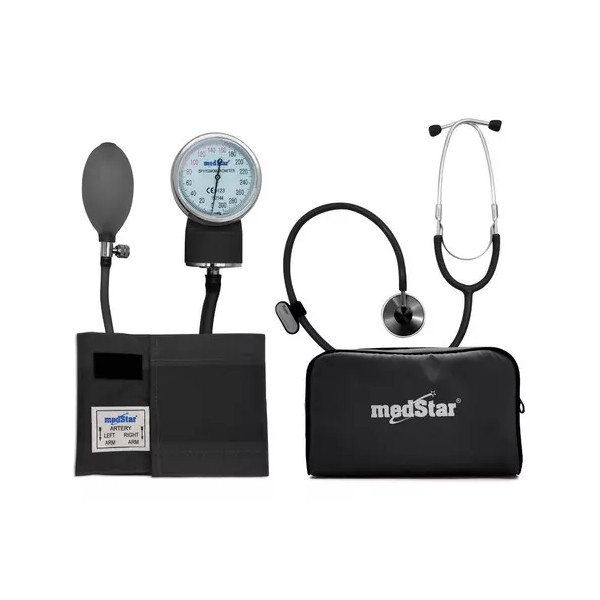 MedStar SLIHS50AF Baumanómetro Aneroide Kit Con Estetoscopio De Una Campana Color Negro
