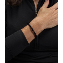 Cherry Tree Collection Gemstone Beaded Stretch Bracelet 6mm Round Beads | Large - 7.5" (Black Tourmaline)