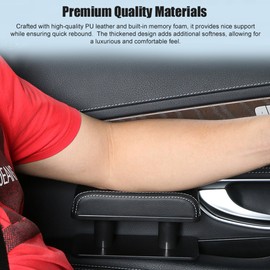 Car Armrest Pad Left Elbow Support Universal Leather Arm Rest Cushion Support 3 Adjustable Height Non-Destructive Installation