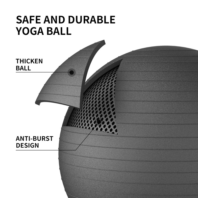 FITMIND_ Extra Thick Exercise Ball Yoga Ball 22in/26in/30in for Workout