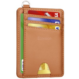 EcoVision Slim Minimalist Front Pocket Wallet, RFID Blocking Credit Card Holder Wallet with Detachable D-Shackle for Men Women