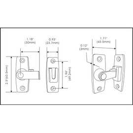 QCAA 2.5" Heavy Forged Solid Brass Door Latch, 90 Degree Right Angle Door Latch Buckle for Doors & Windows, Brushed Nickel, 1 Pack, Made in Taiwan
