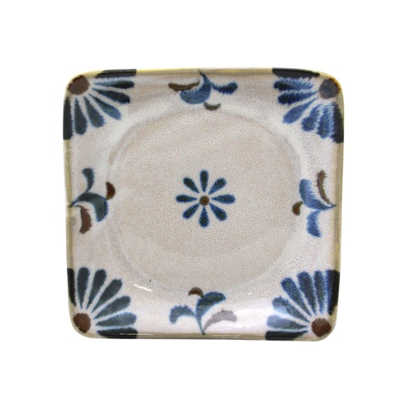 New Okinawa's Choice Tropical Tableware, Square Plate with Yachimun Pattern, Can Be Used for Anything