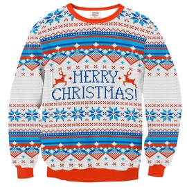 Arvilhill Mens Ugly Xmas Sweatshirt Hilarious 3D Graphic Print Unisex Sweater Holiday Jumper Inappropriate Adult Blue XXL
