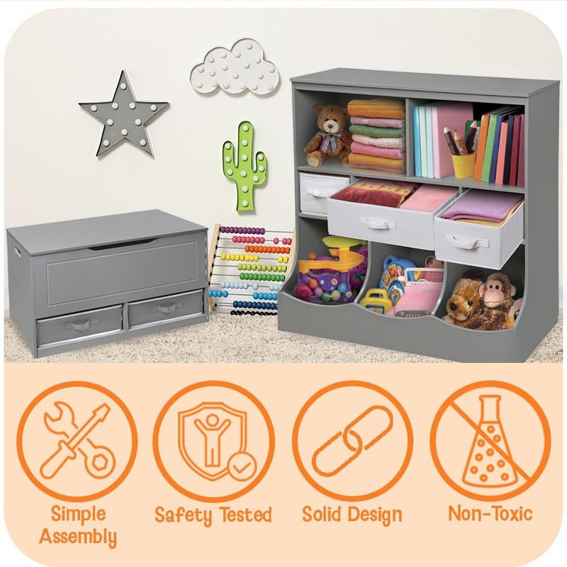 Badger Basket Corner Cubby Toy Storage Unit for Kids with