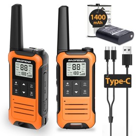 Walkie Talkies Long Range for Adults, Rechargeable Walkie Talkie Baofeng F22 FRS Radio Walky Talky Family Walkie-Talkie with 1400 mAh Battery USB Charger LED Flashlight VOX for Hiking Camping (2 Pack)