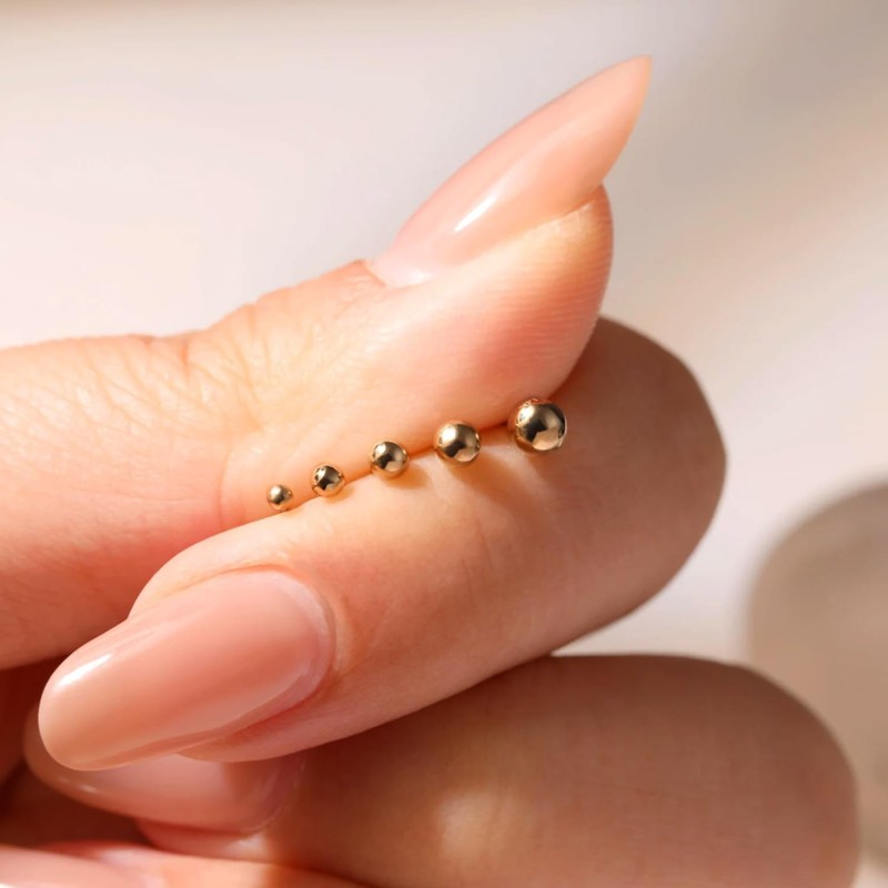 14K Yellow Gold Ball Stud Earrings, 8mm