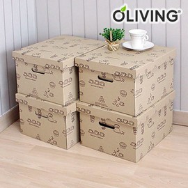Olive Coffee Print Trunk Paper Organizer (4 types) / 올리빙  커피프린트 트렁크 종이정리함 4종