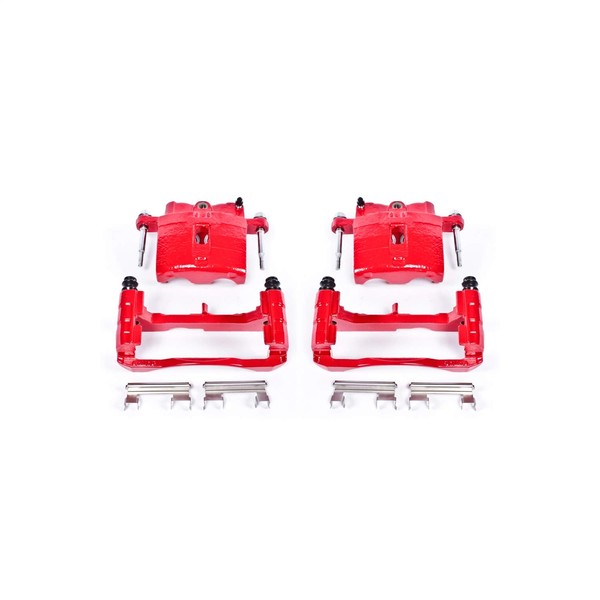 Power Stop Front OR Rear (Application Specific) S4728 Pair of High-Temp Red Powder Coated Calipers
