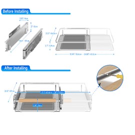 2Pack Expandable Pull Out Cabinet Organizer, 17.1~28"W x 22.5"D Heavy Duty Slide Out Shelves Adjustable Hight Cabinet Pull Out Shelves,Expandable Width Spice Rack Organizer for Kitchen Cabinet