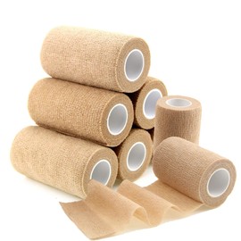 6 Rollen Selbstklebender Verband, Elastische Binde, Mullbinden, Verband Selbsthaftend, 10 cm x 4,5m, für Erste Hilfe, Sportverletzungen, Wundverband, Knöchelverstauchungen am Handgelenk