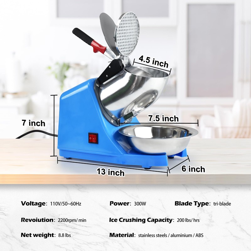 Electric Shaved Ice Machine,with Ice Pick and Scoop,3 Blades of