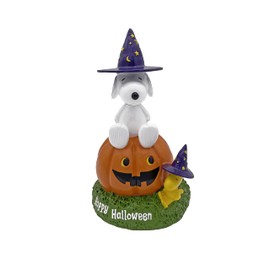 BACKYARD GLORY Peanuts® Snoopy and Woodstock on Jack-o-lantern 8" Garden Statue