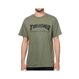 Thrasher Skateboard Magazine Men's S/S T-Shirt Skate Mag Skate Shirt, Army Green, Size: Small