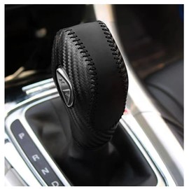 DEYTOP Funda para pomo de palanca de cambios para Fusion / Escape / Focus / Fiesta Auto de cuero para EcoSport / Transit / C-Max Accesorios (fibra de carbono con costuras negras)