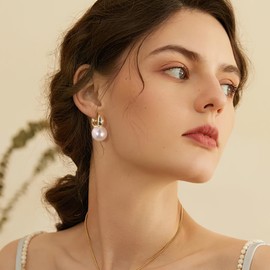 Pearl Earrings for Women 14K Gold Drop Quality Freshwater Cultured Pearls Earrings Drop Jewelry for Women Gifts