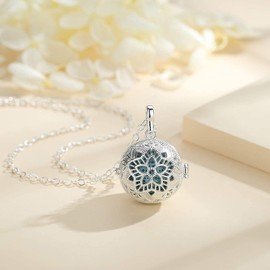 INFUSEU Aromatherapy Oil Diffuse Necklace, Essential Planet Women Anxiety Jewelry Filigree Bloom Star Flower Pendent with 7 Reusable Coloured Lava Stones,24 Inch Chain