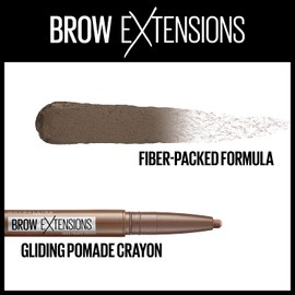 Maybelline Brow Extensions Eyebrow fiber Pomade Crayon, Fiber Stickeyebrow Makeup, Eye Makeup, Soft Matte Finish, for Thicker, Natural-looking Eyebrows, Soft Brown, 0.014 Ounce