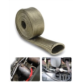 Alioncar Automotive Heat Shield Sleeve 1/2" IDX10' Fuel Line Heat Shield Titanium Auto Hose Spark Plug Wire Cover Protectors Boots Roll 2500 Degree for Car&Auto Wire Loom Brake Cable
