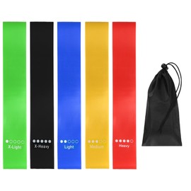 Pack of 5 Exercise Bands, Resistance Bands, Fitness Bands, Resistance Bands with 5 Different Resistance Levels, for Stretching Yoga, with Carry Bag and Instructions (B)