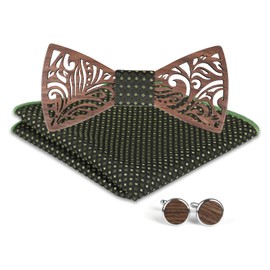 Mr.Van Wooden Bow Tie Men's Handmade Natural Classic Fashion Wooden Tie Bow Tie for Weddings, Performances, Prom, Green