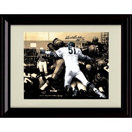Dick Butkus - Chicago Football Autograph Promo Print - Action Player Picture Tackle - Framed 8x10