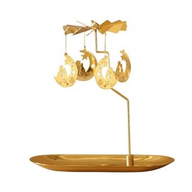 Portavelas giratorio con bandeja, bandeja de decoración de mesa de Navidad, candelabros giratorios dorados, para el día de San Valentín, decoración de mesa de fiesta de boda, decoración de chimenea, regalo de día festivo (gato luna)