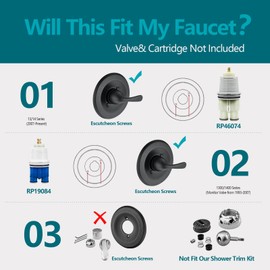 Ultrimkit Shower Trim Kit Compatible with 13/14 Series, Shower Cover Plate with Handle, Matte Black(Valve& Catridge Not Inclued)