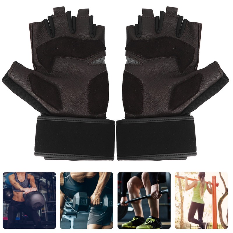 BOODUN Half Finger Gloves Deerskin Gloves with Wrist Wrap for