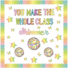 Mooliwe 63 Pcs Disco Ball Classroom Bulletin Board Decoration Set You Make The Whole Class Shimmer Bulletin Board Classroom Door Decor for Chalkboard Blackboard School Wall Decorations